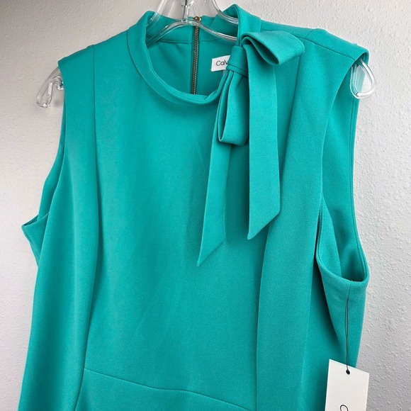 Calvin Klein Womens Green Bow Neck Sheath Dress CD4C1N62 Size 14 NWT - Picture 6 of 16
